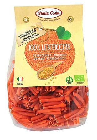 MAKARON (Z CZERWONEJ SOCZEWICY) STROZZAPRETI BEZGLUTENOWY BIO 250 g - DALLA COSTA