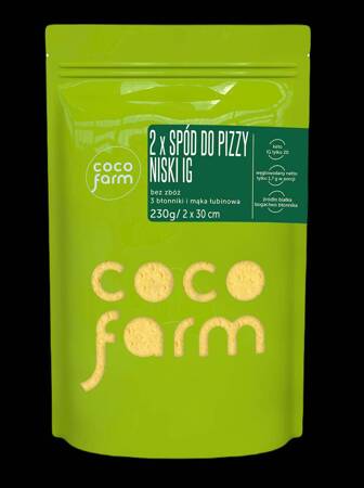 MIESZANKA NA SPÓD DO PIZZY WYSOKOBŁONNIKOWY 2 SZTUKI BEZ DODATKU ZBÓŻ I CUKRU 230 g - COCO FARM