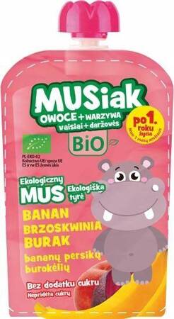 MUS OWOCOWO-WARZYWNY BANAN/BRZOSKWINIA/BURAK BIO 100 g - MUSIAKI