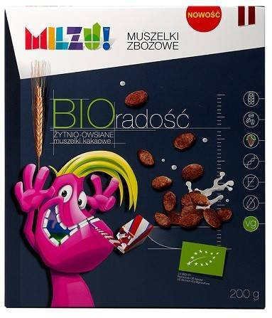 MUSZELKI ŻYTNIO - OWSIANE Z KAKAO "RADOŚĆ" BIO 200 g - MILZU