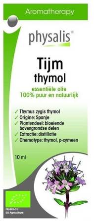 OLEJEK ETERYCZNY TYMIANEK THYMUS ZYGIS THYMOL (TIJM THYMOL) BIO 10 ml - PHYSALIS