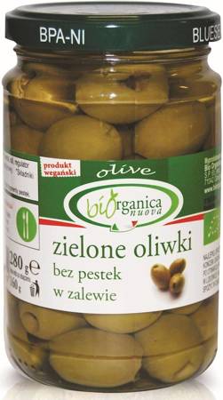 OLIWKI ZIELONE BEZ PESTEK W ZALEWIE BIO 280 g (160 g) (SŁOIK) - BIO ORGANICA ITALIA