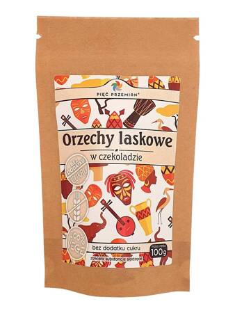 ORZECHY LASKOWE W CZEKOLADZIE BEZ DODATKU CUKRÓW BEZGLUTENOWE 100 g - PIĘĆ PRZEMIAN