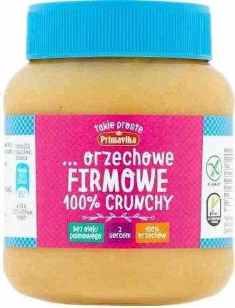 PASTA Z PRAŻONYCH ORZESZKÓW ZIEMNYCH FIRMOWA CRUNCHY BEZGLUTENOWA 350 g - PRIMAVIKA