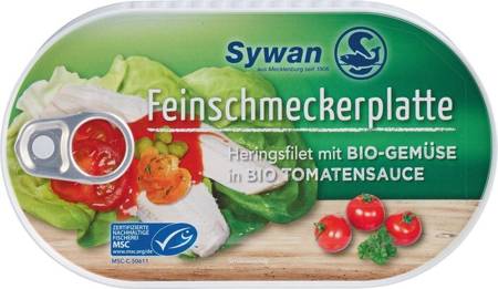 ŚLEDŹ MSC FILETY W BIO SOSIE POMIDOROWYM Z WARZYWAMI 200 g - SYWAN