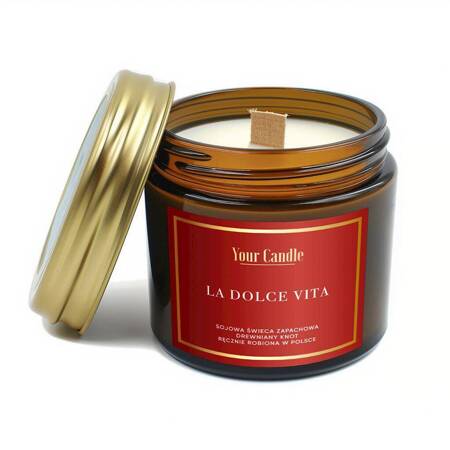 ŚWIECA SOJOWA ZAPACHOWA Z DREWNIANYM KNOTEM LA DOLCE VITA 120 ml - YOUR CANDLE